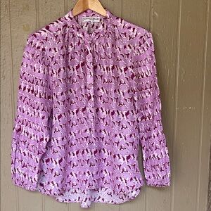 Apiece Apart Lavender Patterned silk Blouse Size 4